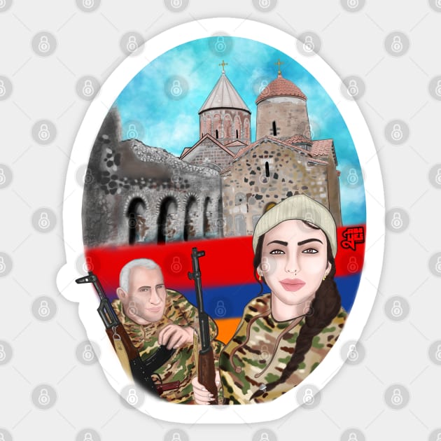 Artsakh (Father & Daughter) Protect The Land Sticker by speciezasvisuals